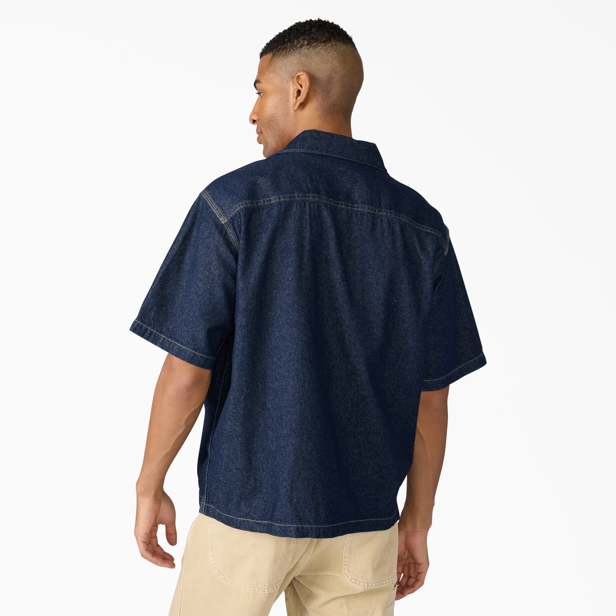 Denim Short Sleeve Button-Up Shirt - Image 2
