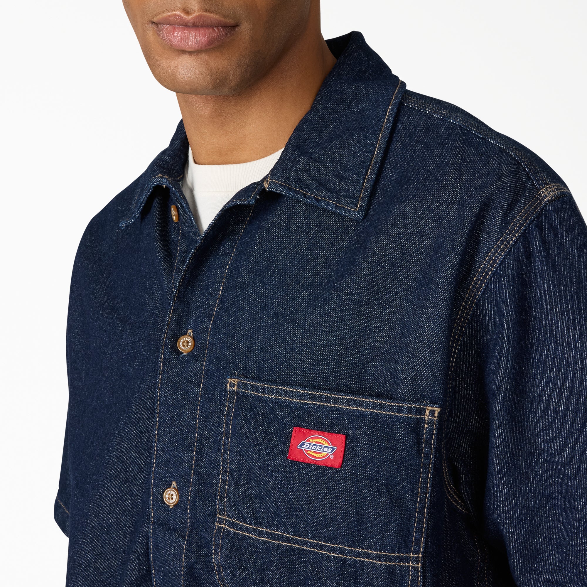 Denim Short Sleeve Button-Up Shirt - Image 5