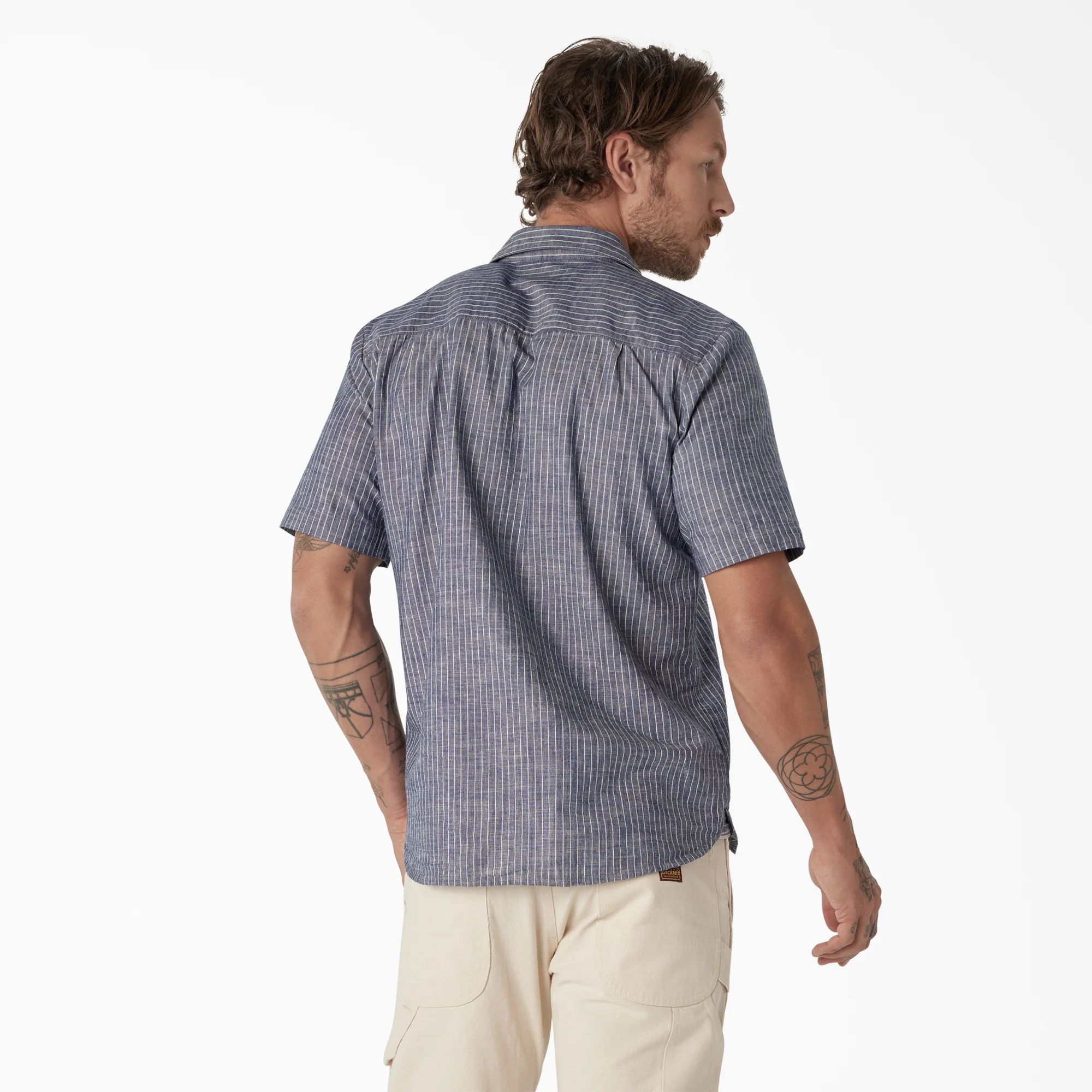 Dickies 1922 Short Sleeve Striped Chambray Shirt - Image 2