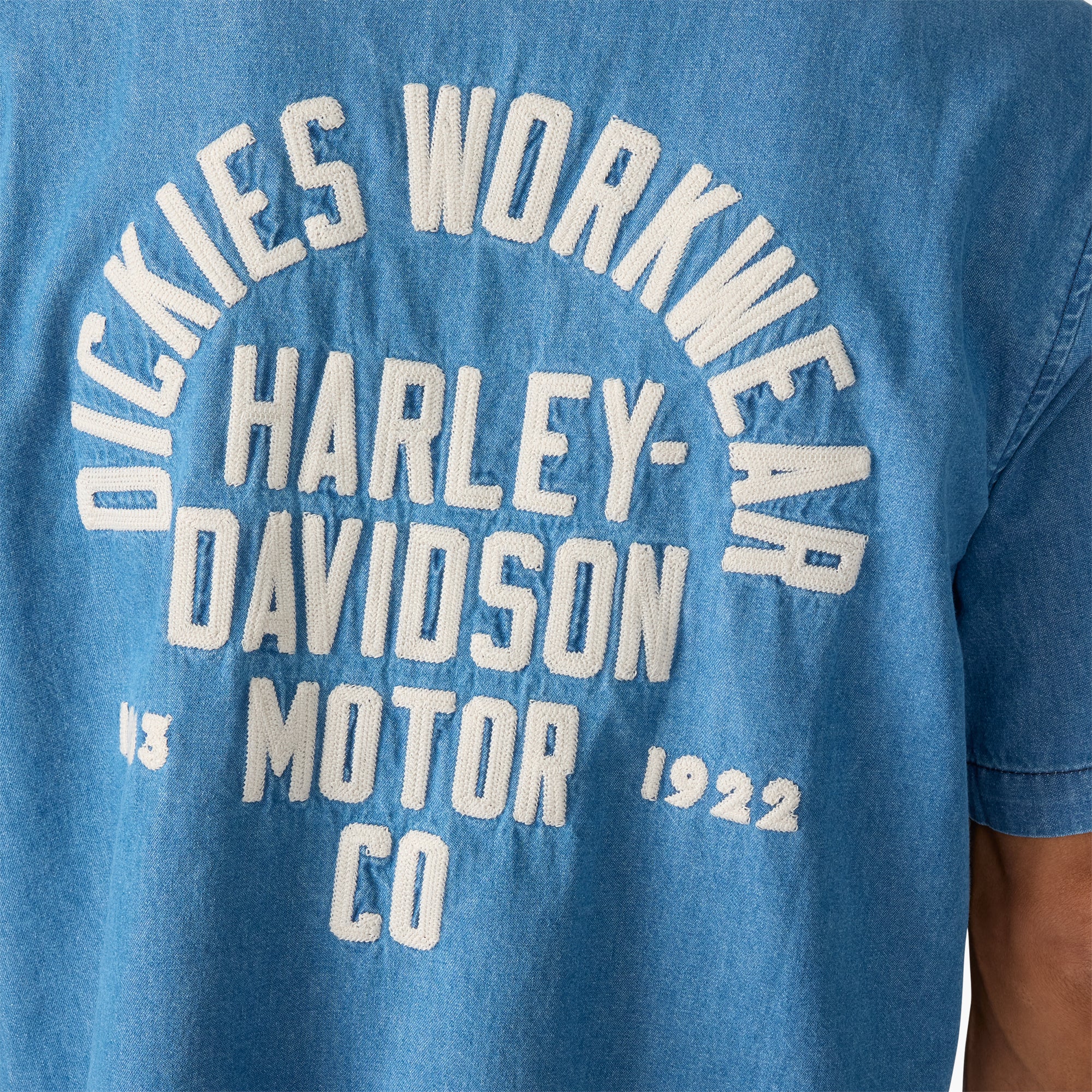 Dickies x Harley-Davidson® Boxy Fit Chambray Embroidered Work Shirt - Image 6