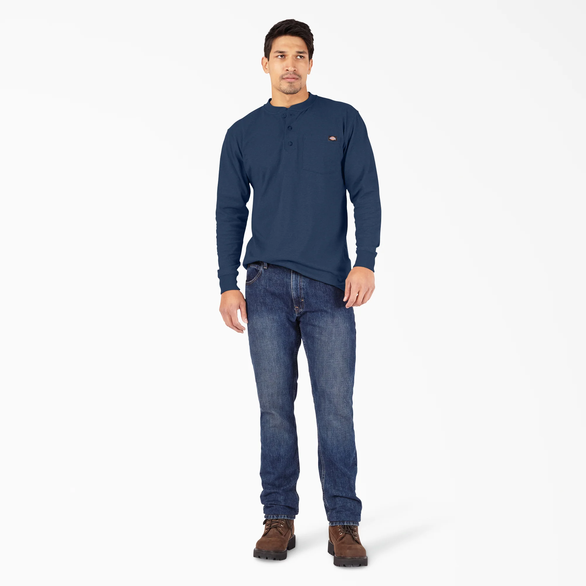 Heavyweight Heathered Long Sleeve Henley T-Shirt - Image 3