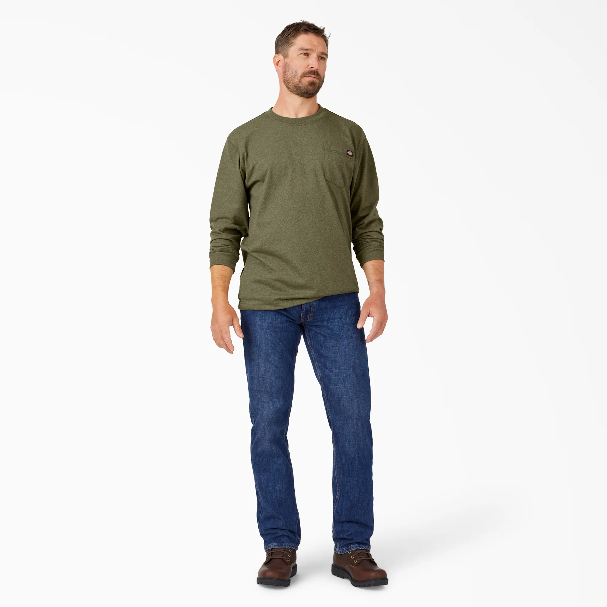 Heavyweight Heathered Long Sleeve Pocket T-Shirt - Image 3