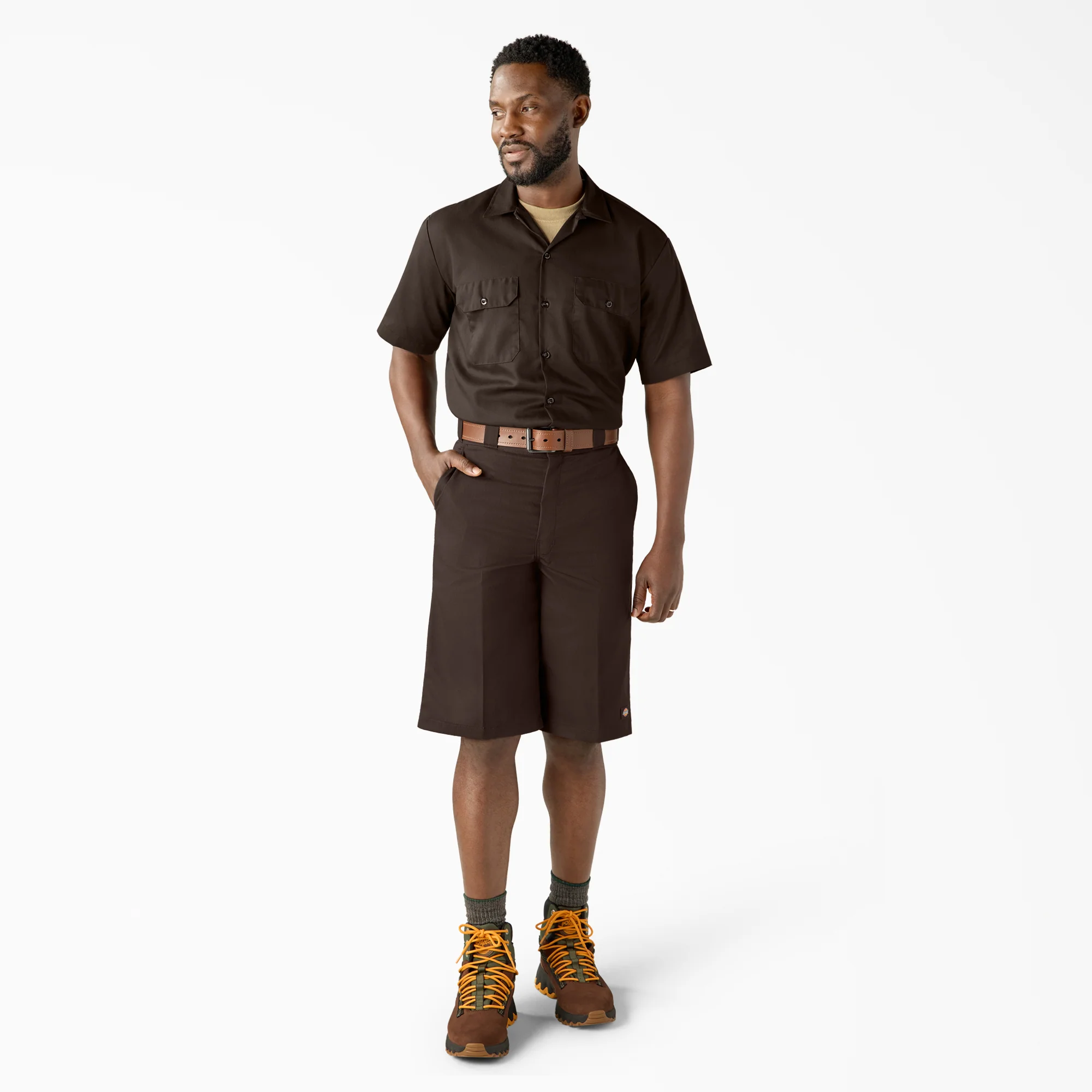 Loose Fit Flat Front Work Shorts, 13" - Image 5