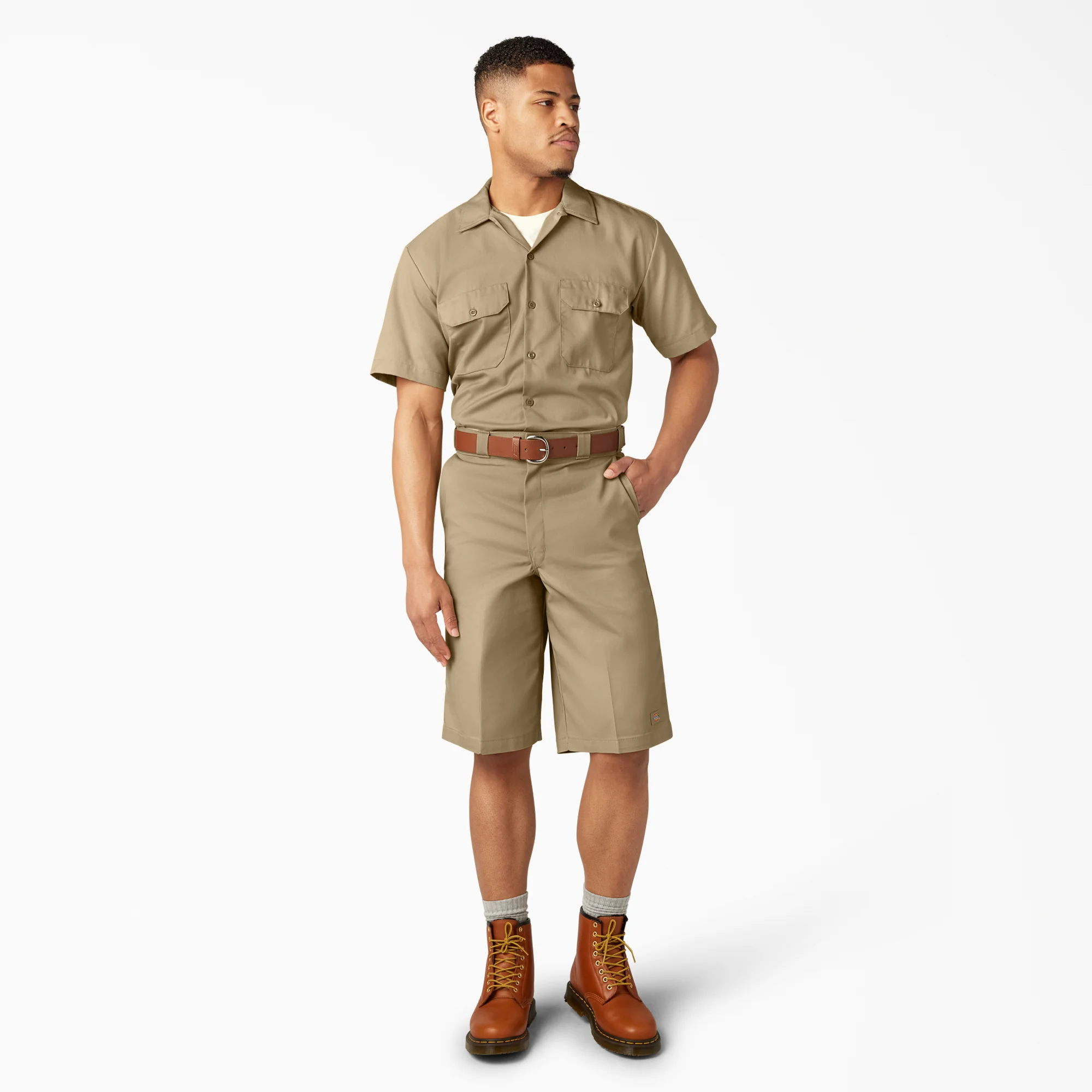 Loose Fit Flat Front Work Shorts, 13" - Image 5