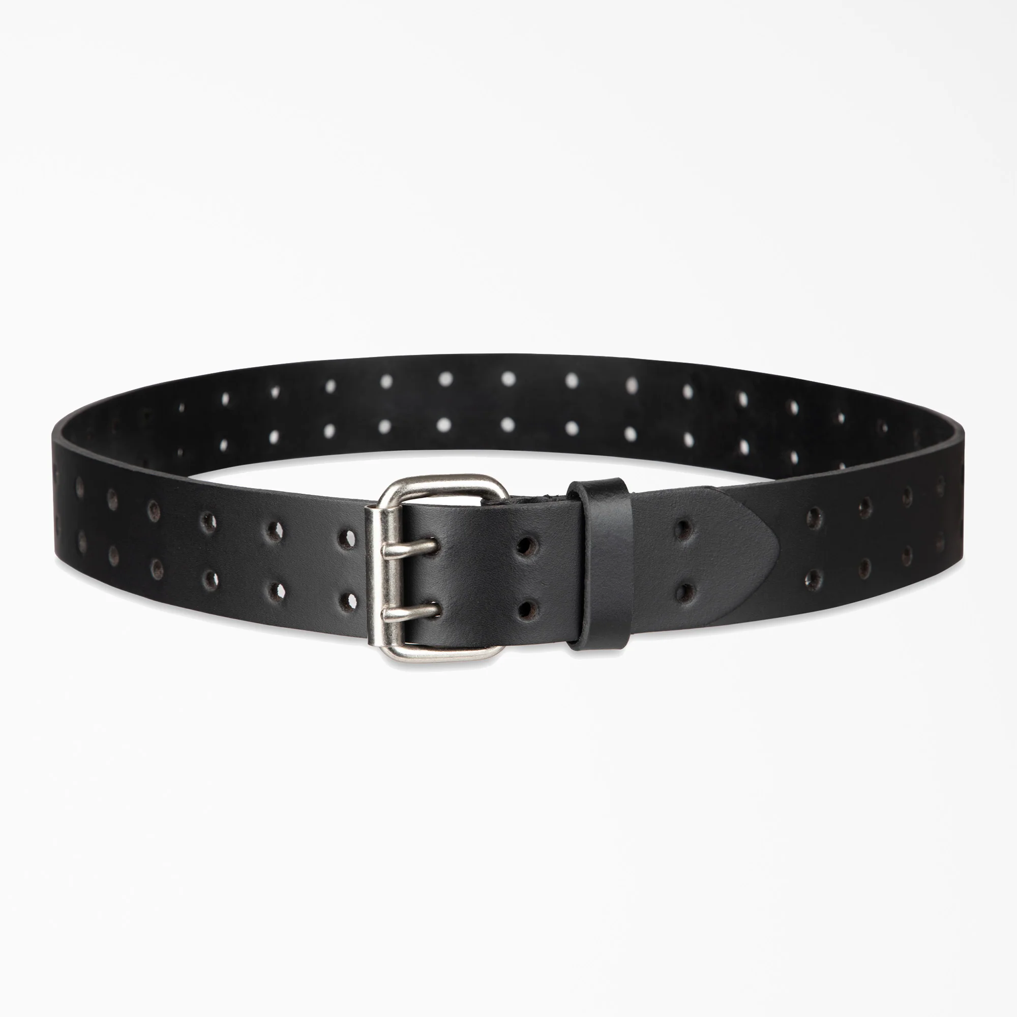 Perforated Leather Double Prong Buckle Belt - Image 3