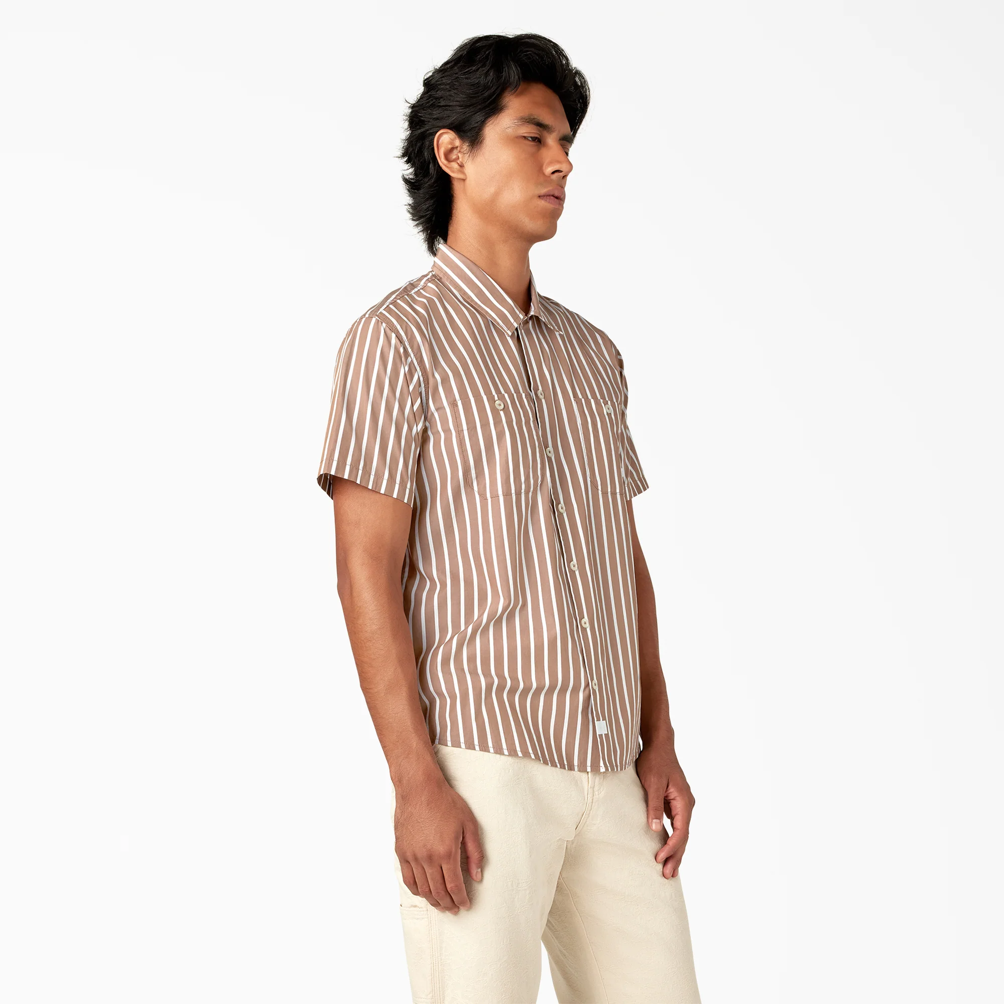 Short Sleeve Striped Service Shirt - Image 3
