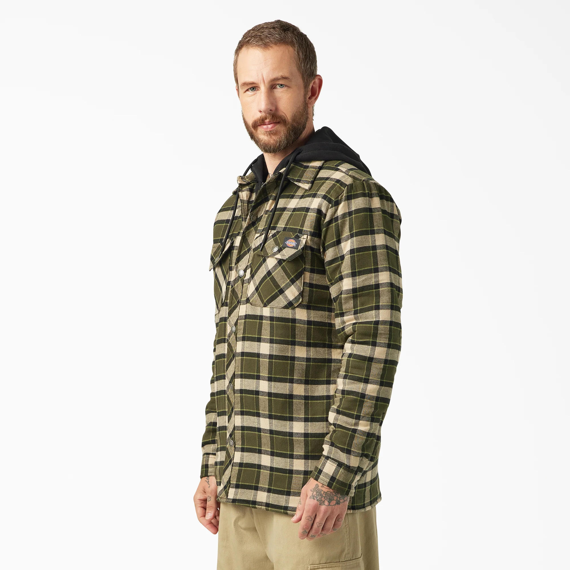 Water Repellent Flannel Hooded Shirt Jacket - Image 3