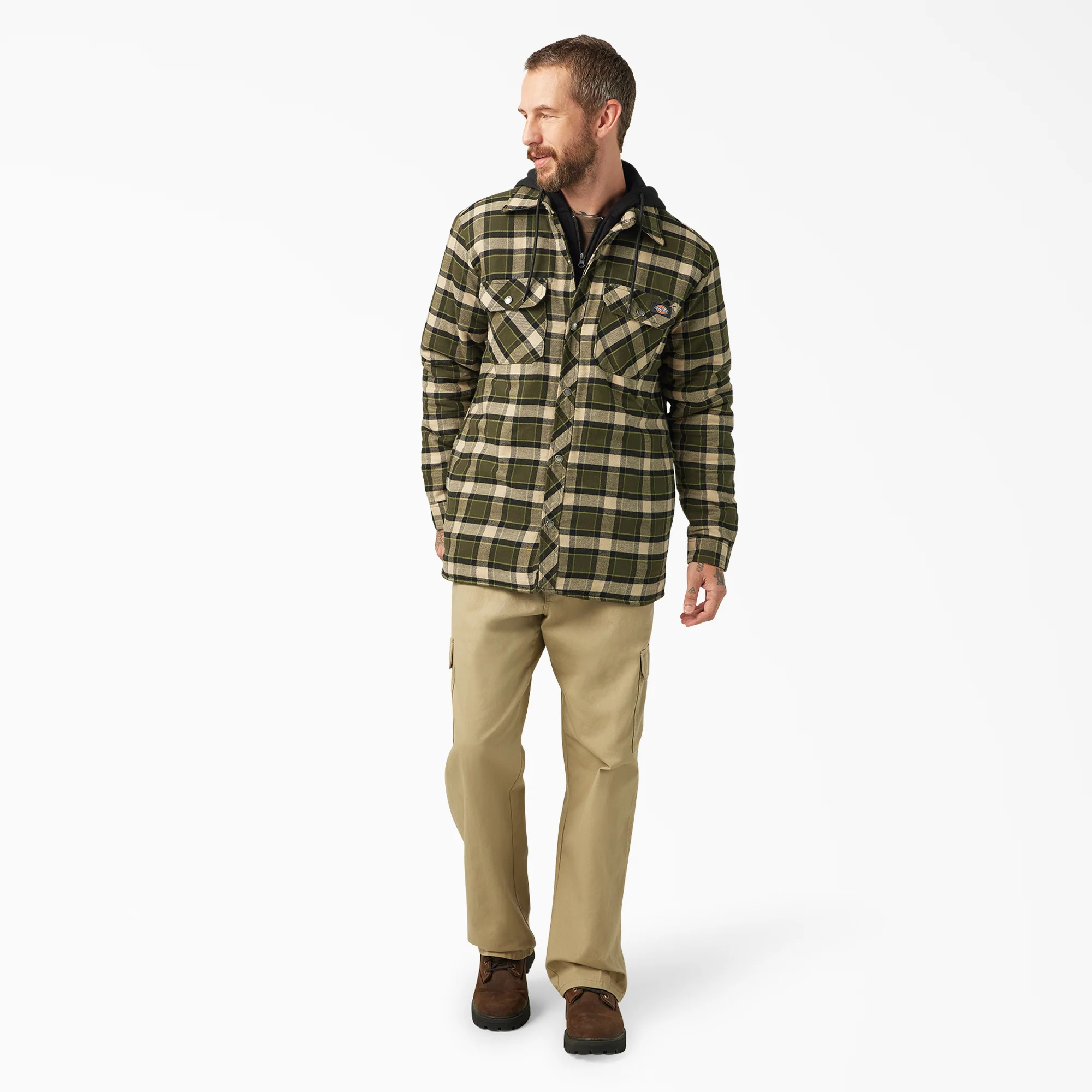 Water Repellent Flannel Hooded Shirt Jacket - Image 4