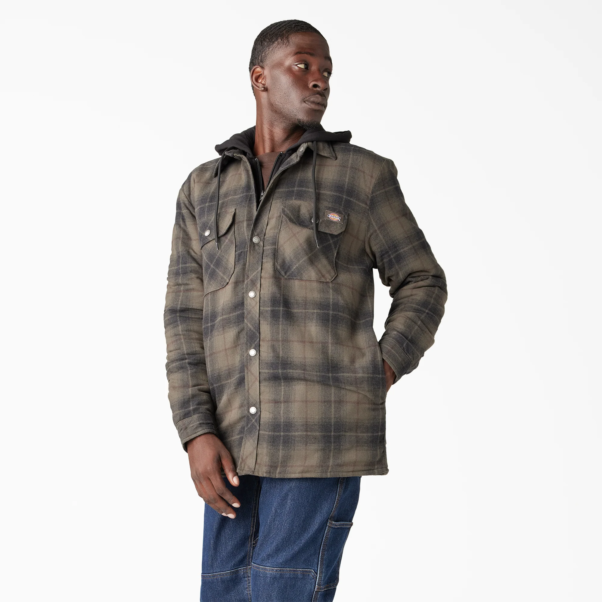 Water Repellent Flannel Hooded Shirt Jacket - Image 3
