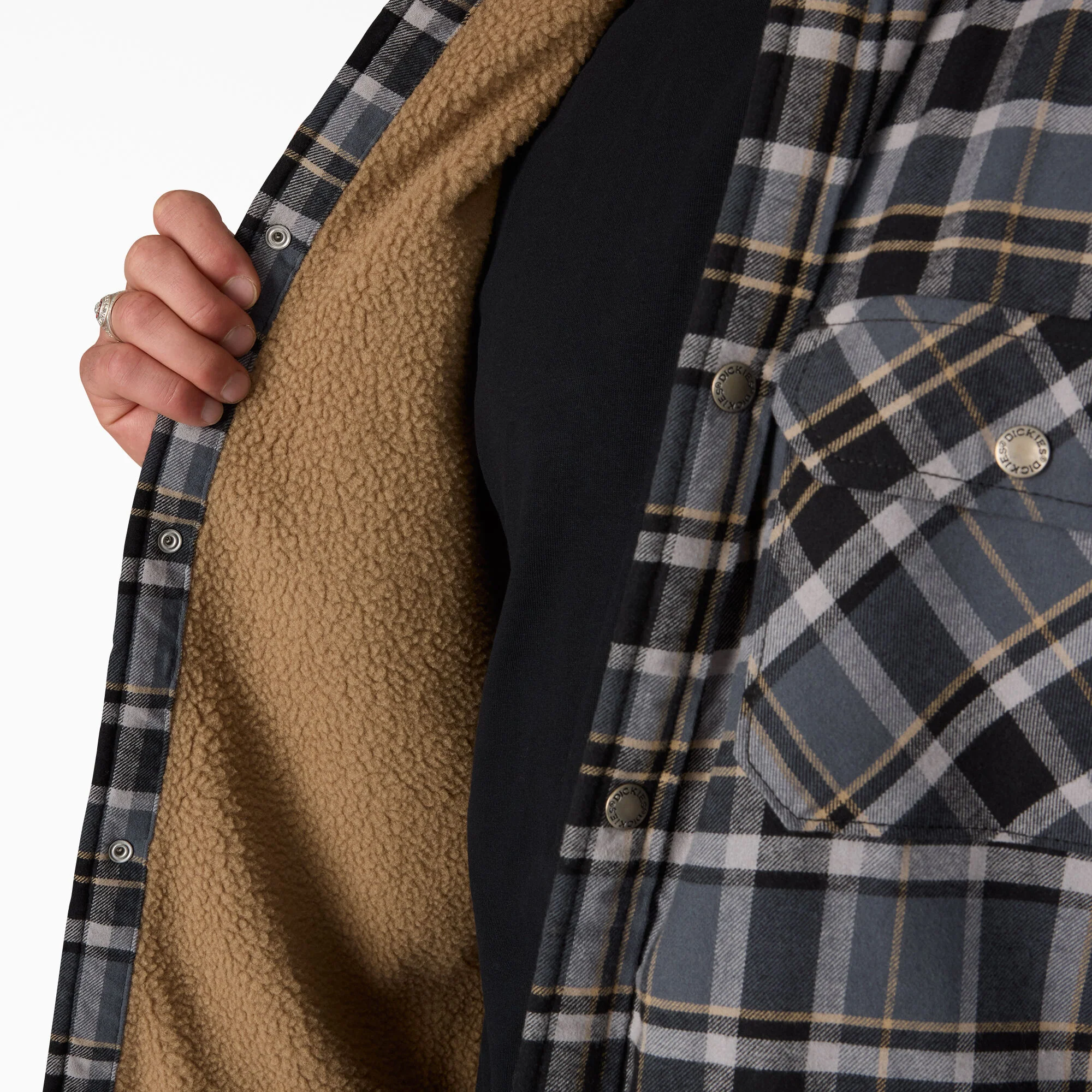 Water Repellent Fleece-Lined Flannel Shirt Jacket - Image 6