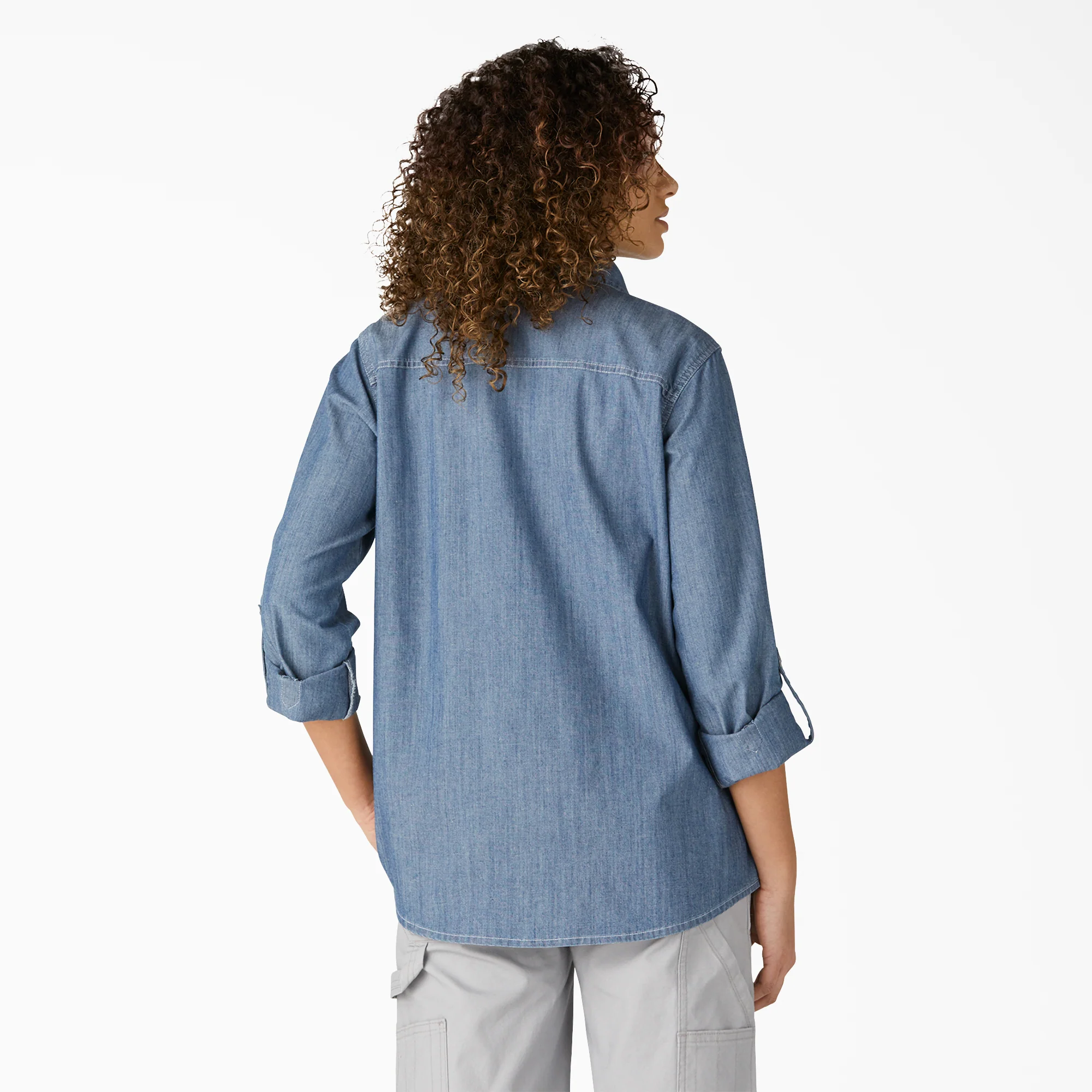 Women’s Chambray Roll-Tab Work Shirt - Image 2