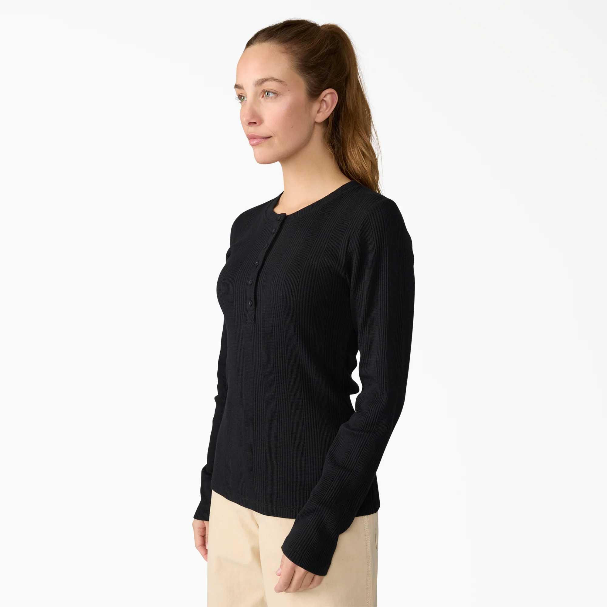 Women’s Crewneck Henley Shirt - Image 3