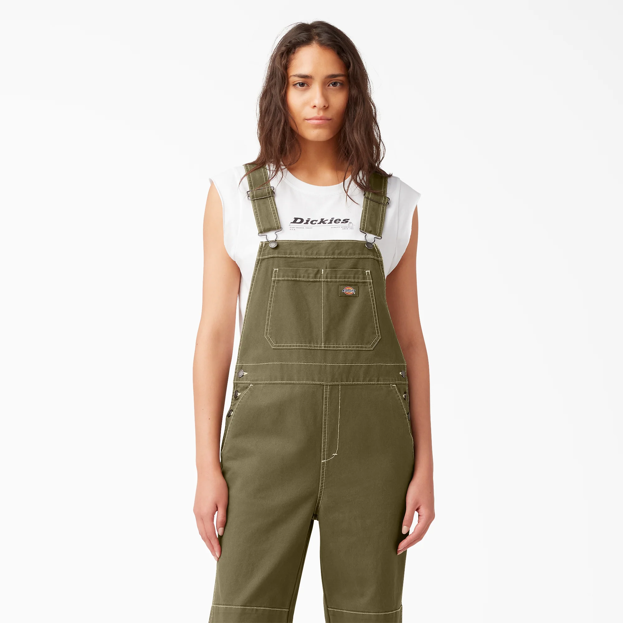 Women’s Cropped Carpenter Bib Overalls - Image 4