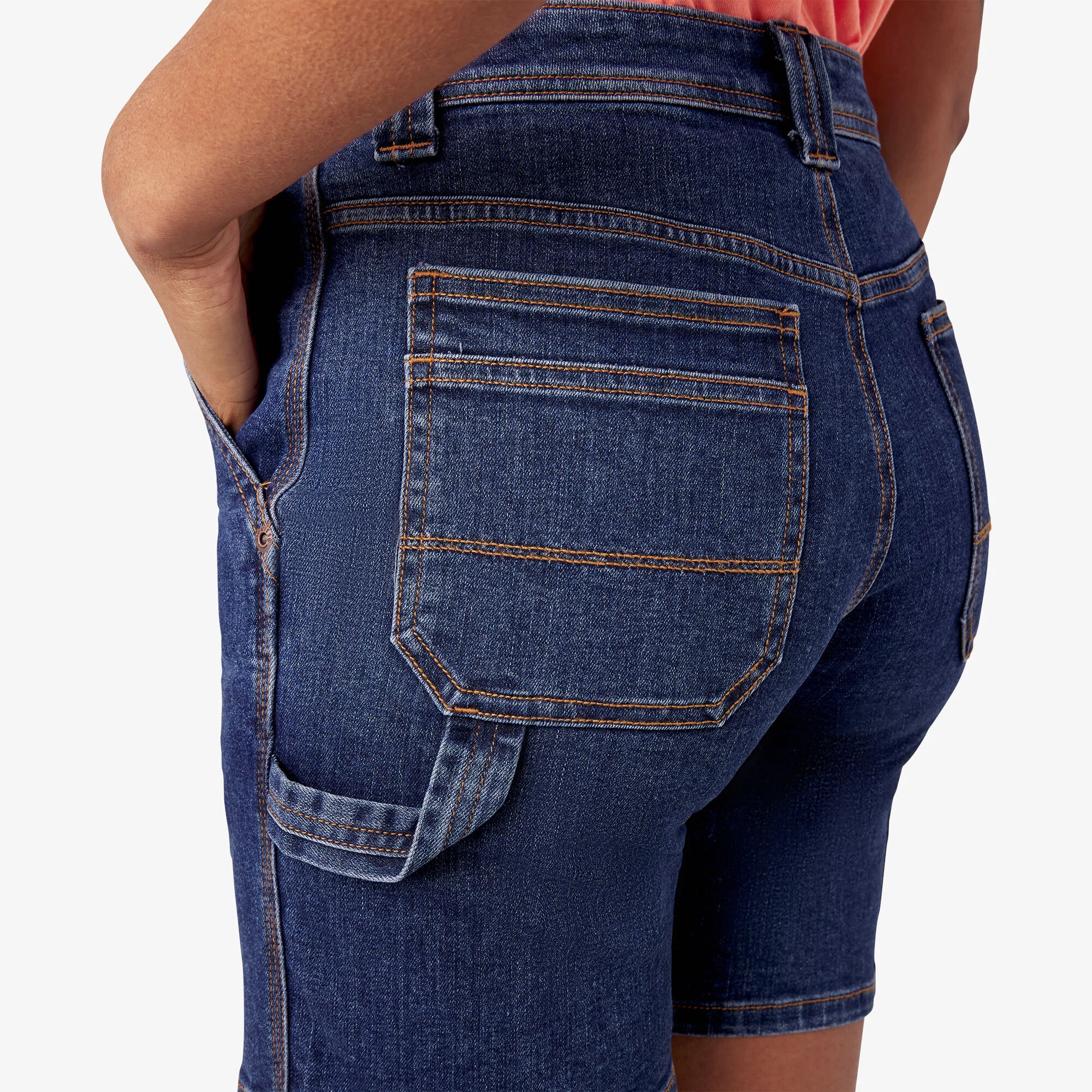 Women’s Relaxed Fit Denim Carpenter Shorts, 7" - Image 7