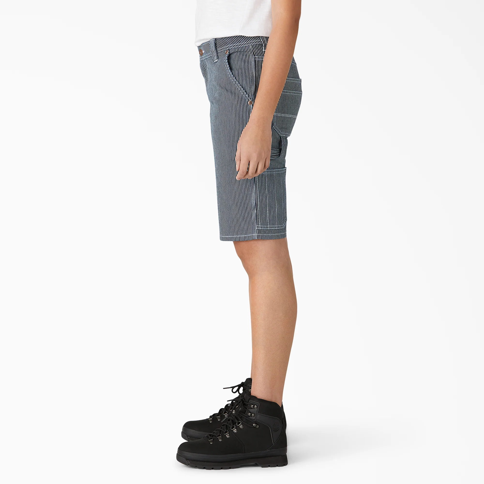Women’s Relaxed Fit Hickory Stripe Carpenter Shorts, 11" - Image 3