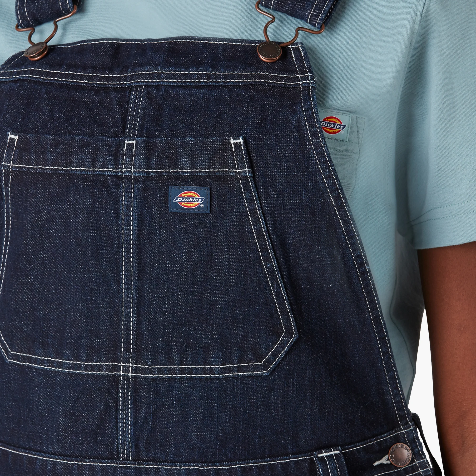 Women's Denim Double Knee Bib Overalls - Image 5