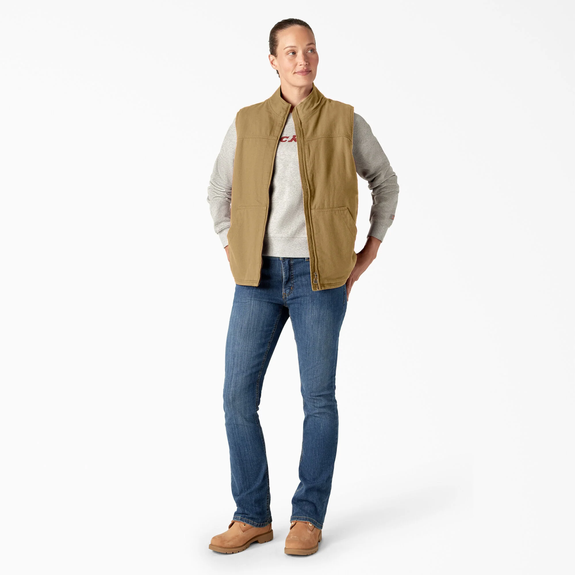 Women's Fleece Lined Duck Canvas Vest - Image 4