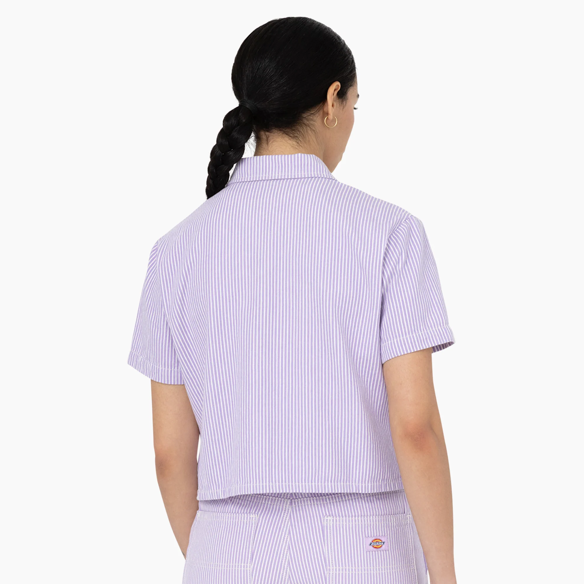 Women's Hickory Stripe Cropped Work Shirt - Image 2
