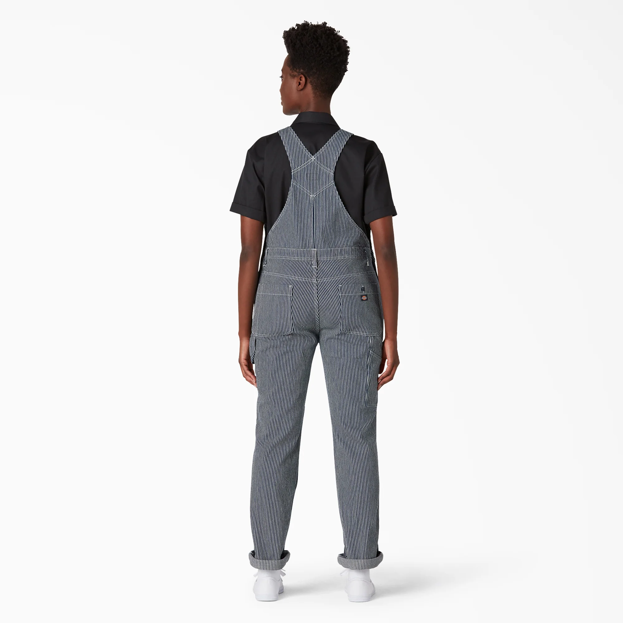 Women's Hickory Stripe Double Knee Bib Overalls - Image 2