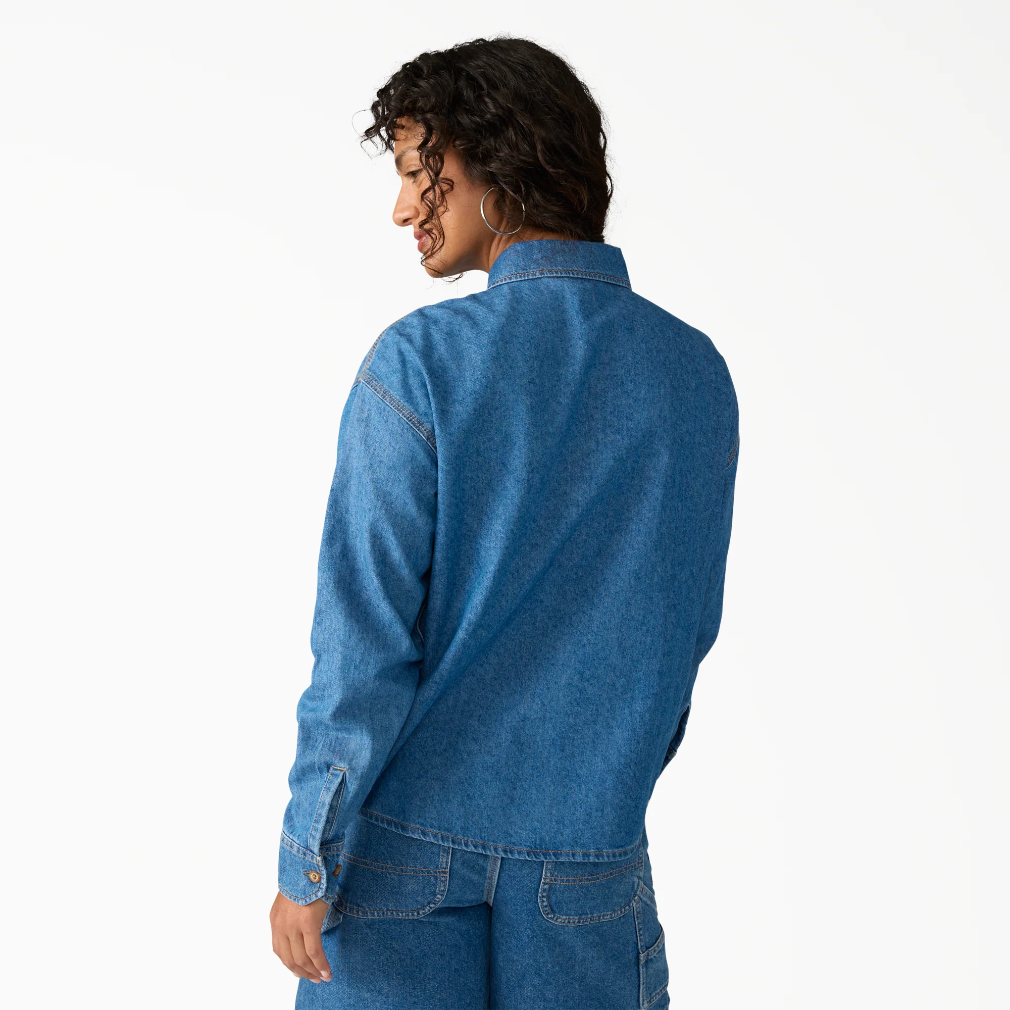Women's Lightweight Long Sleeve Denim Shirt - Image 2