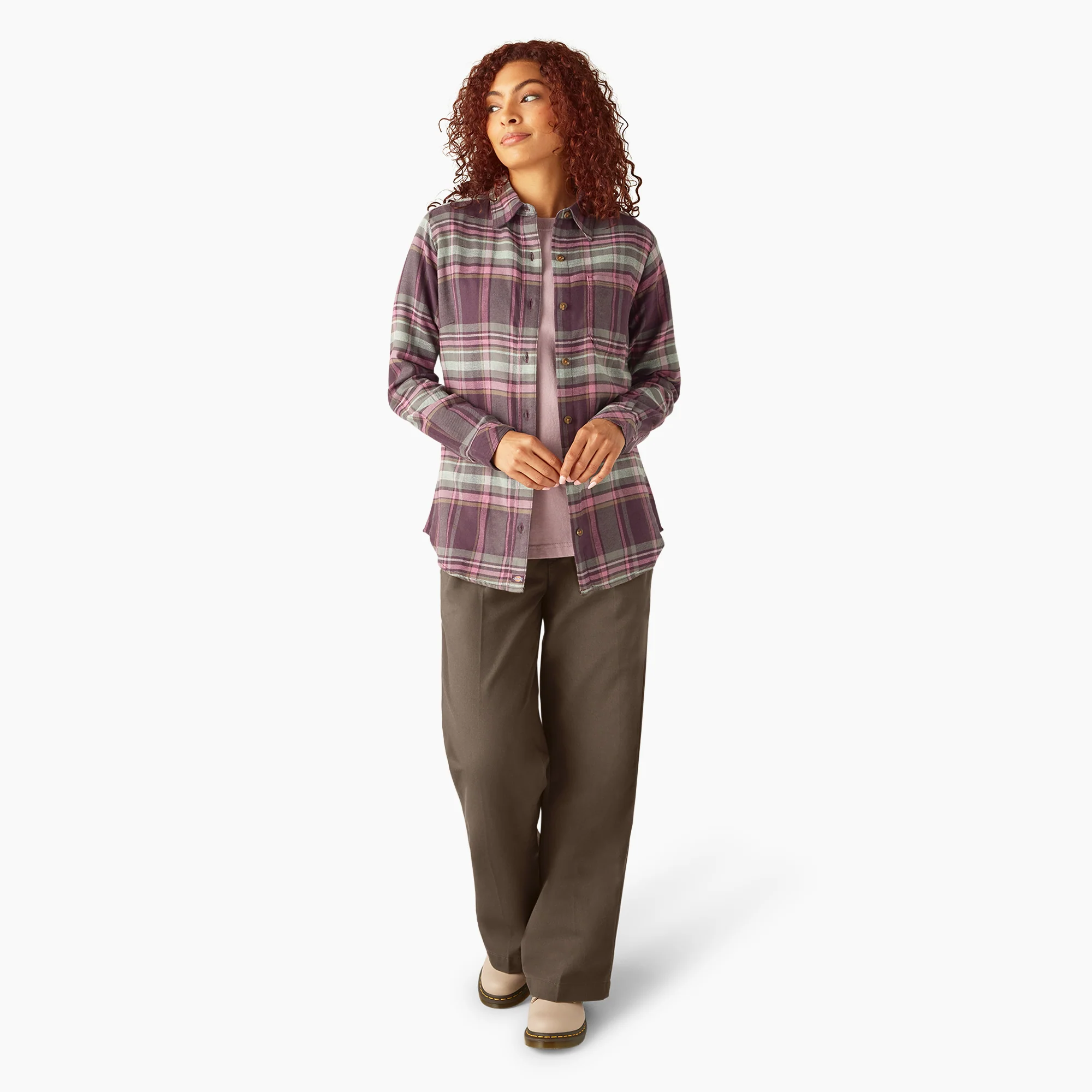 Women's Plaid Flannel Long Sleeve Shirt - Image 4