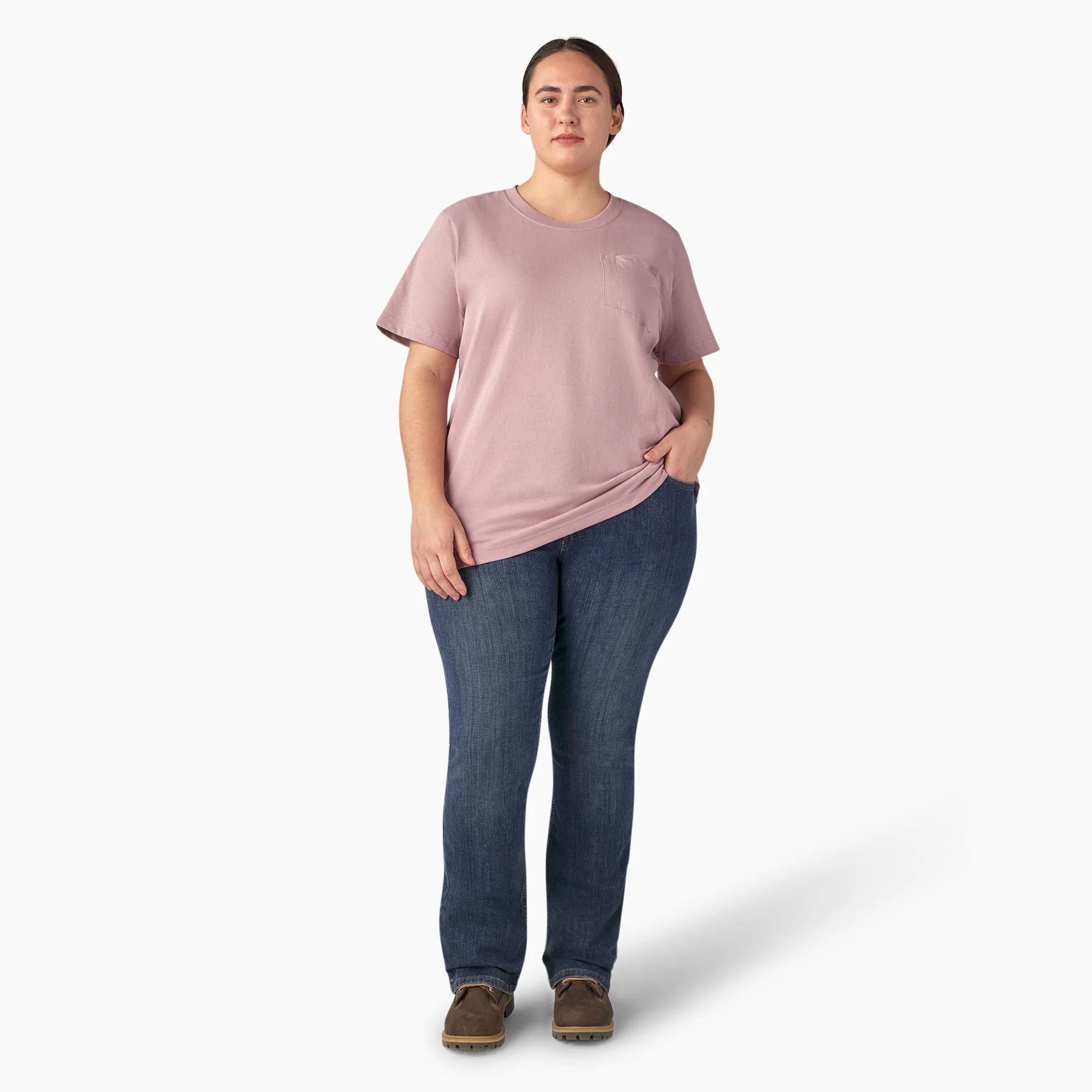 Women's Plus Heavyweight Short Sleeve Pocket T-Shirt - Image 5
