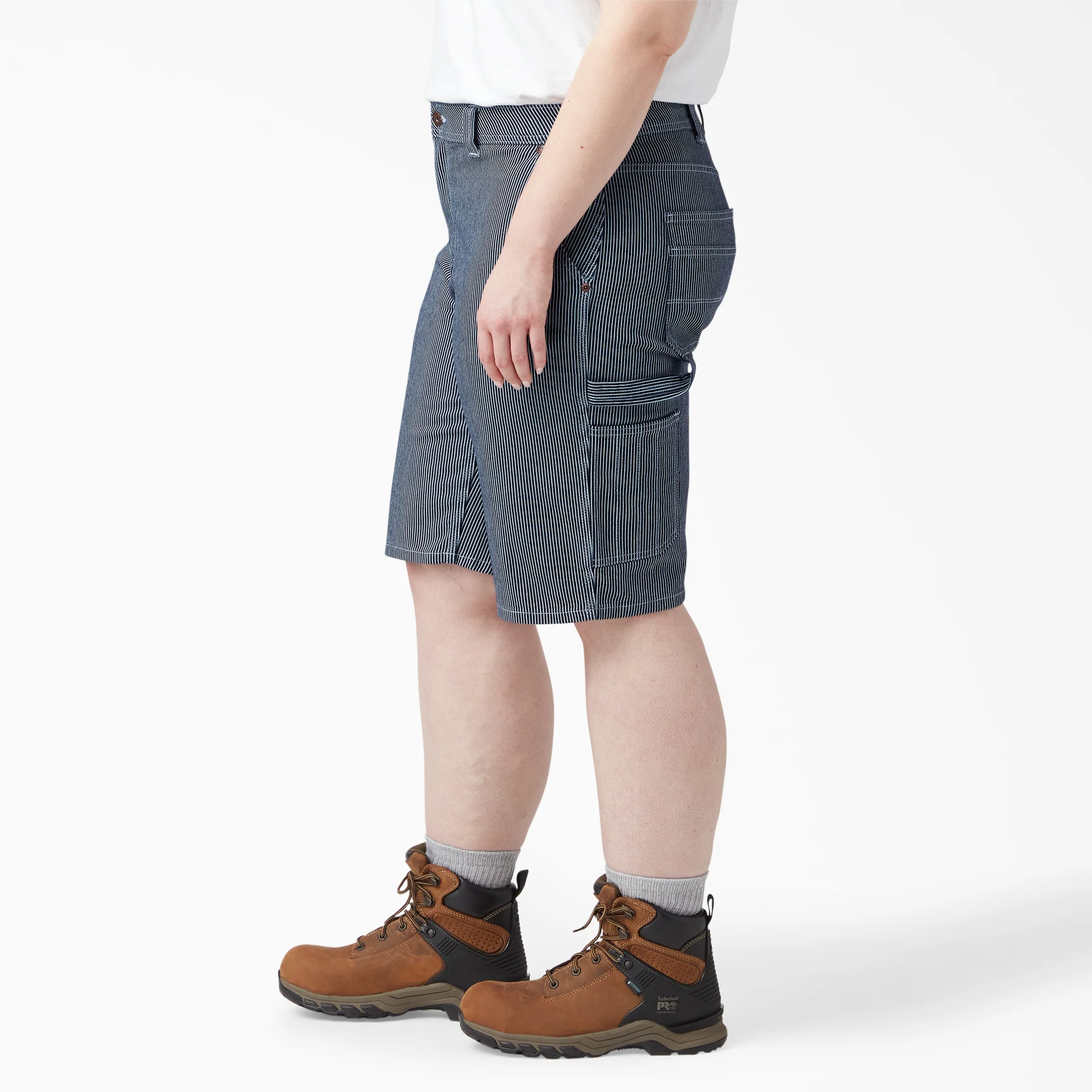 Women's Plus Hickory Stripe Carpenter Shorts - Image 3