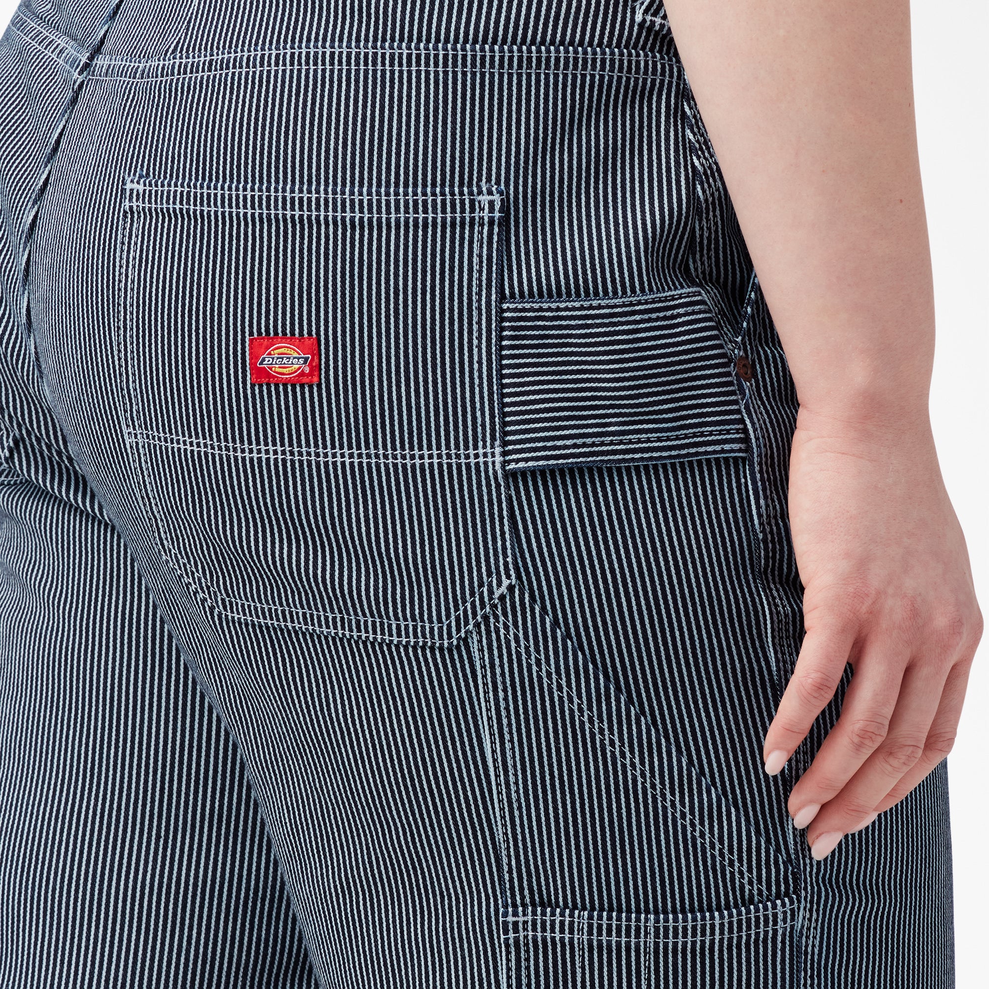 Women's Plus Hickory Stripe Carpenter Shorts - Image 5