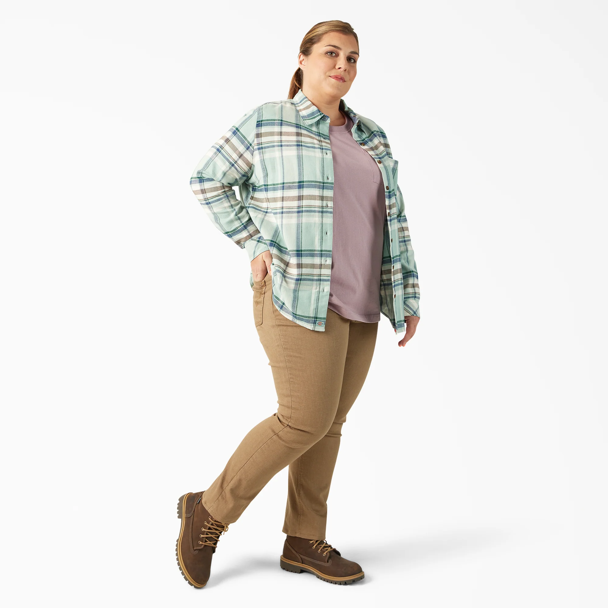 Women's Plus Long Sleeve Plaid Flannel Shirt - Image 5