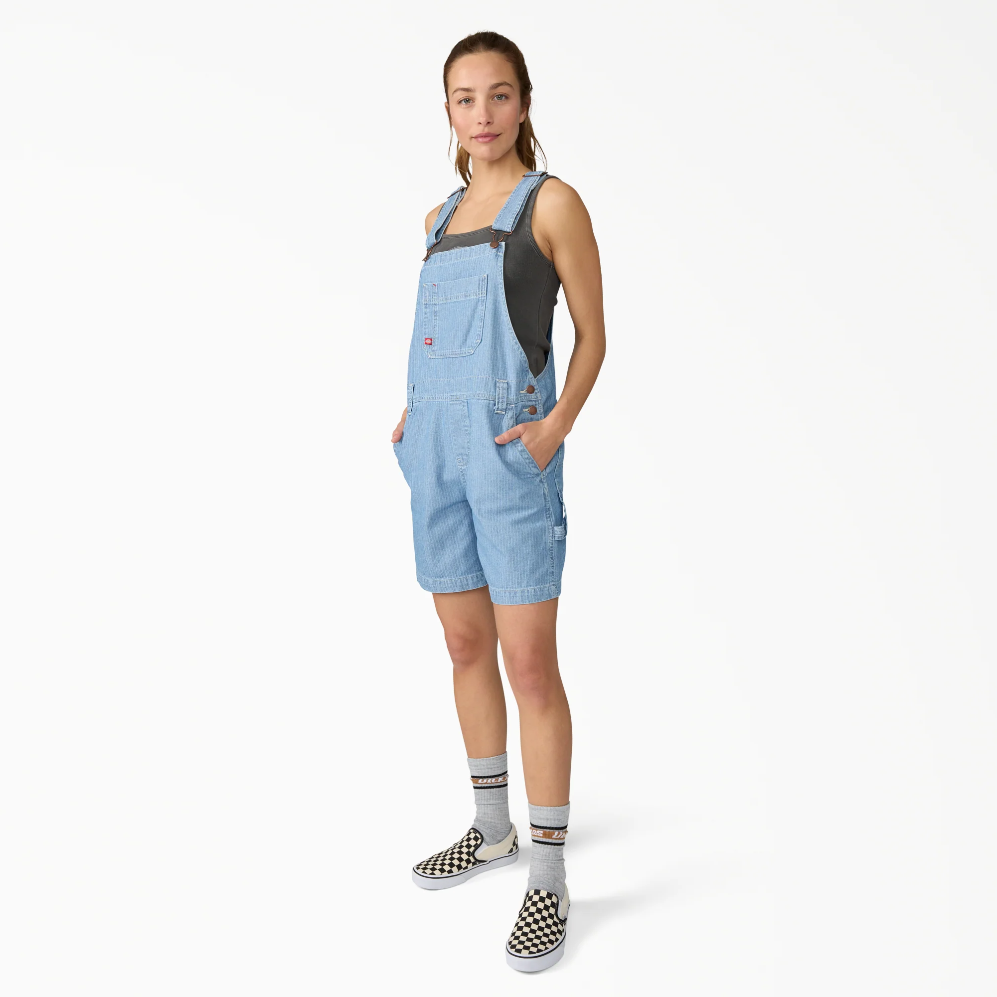 Women's Relaxed Fit Bib Shortalls, 7" - Image 3