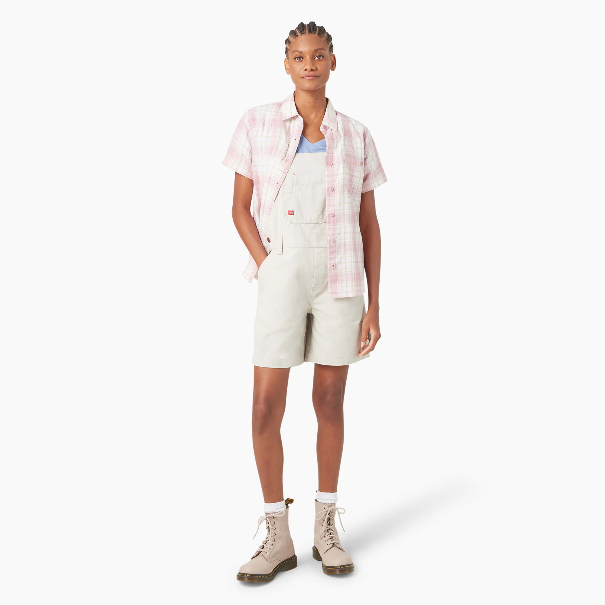 Women's Relaxed Fit Bib Shortalls, 7" - Image 5