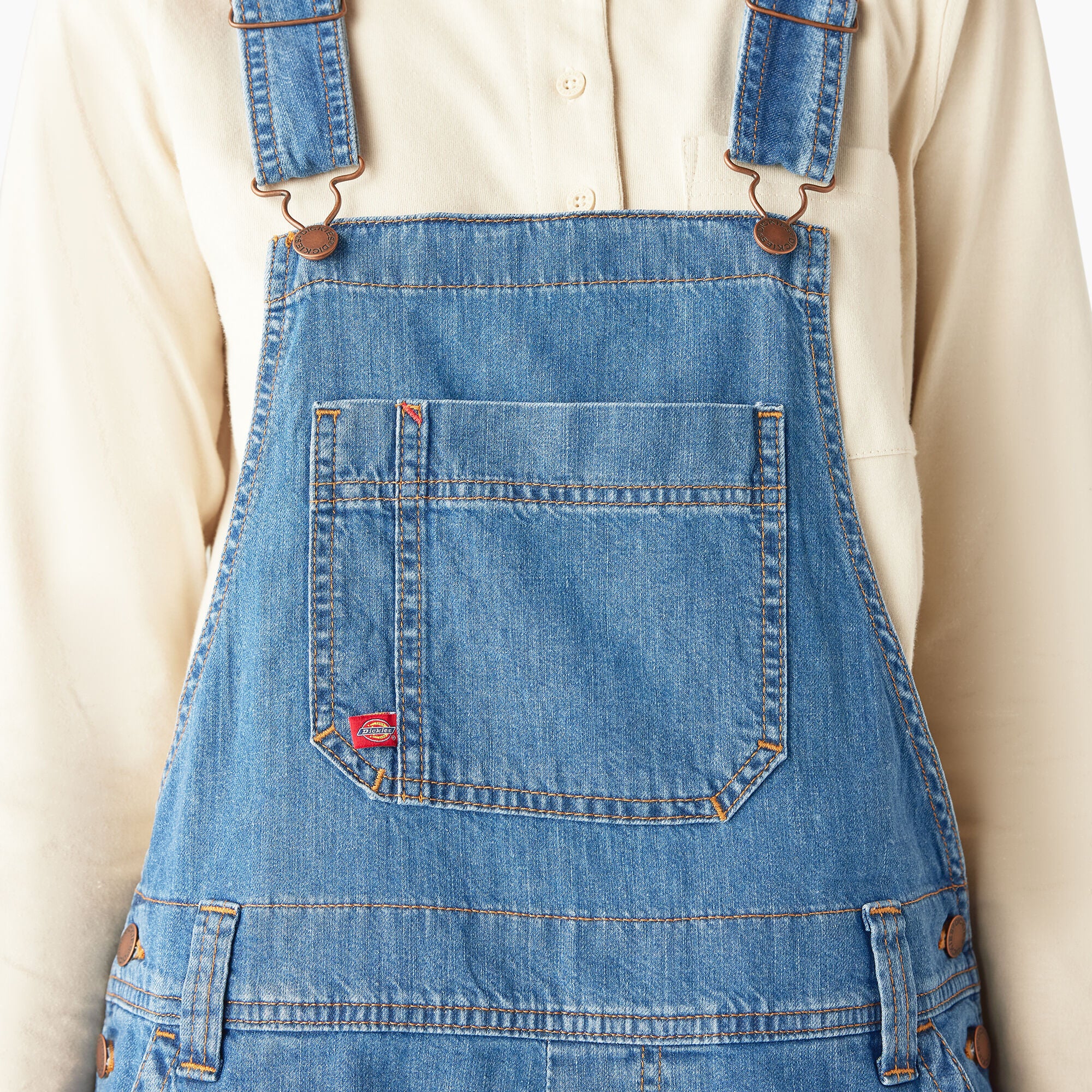 Women's Relaxed Fit Bib Shortalls, 7" - Image 4