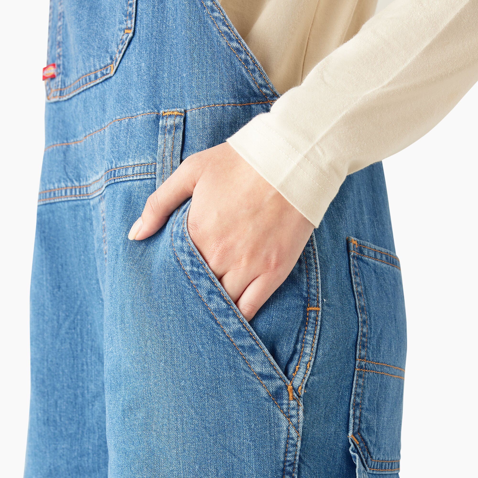 Women's Relaxed Fit Bib Shortalls, 7" - Image 5