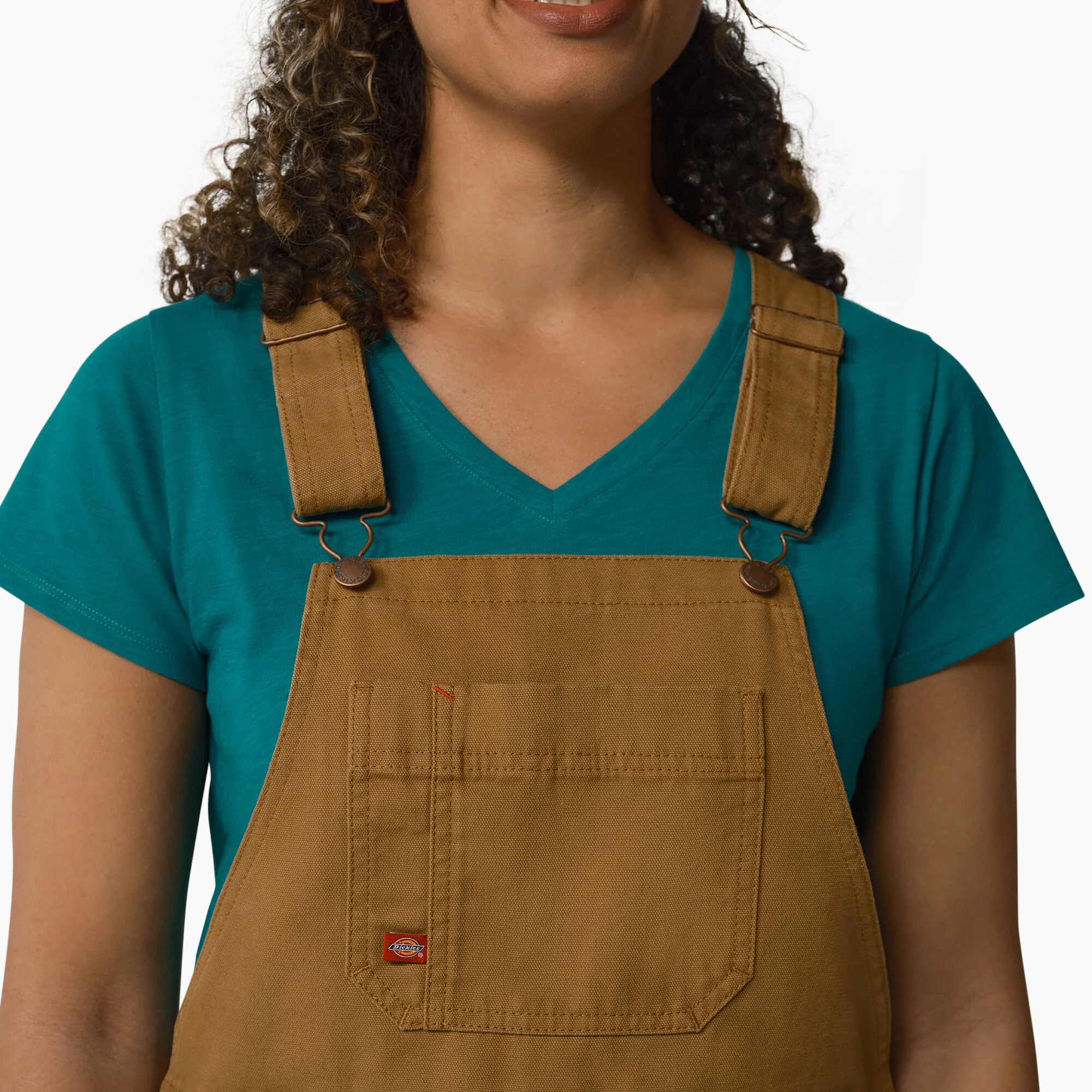 Women's Relaxed Fit Bib Shortalls, 7" - Image 4