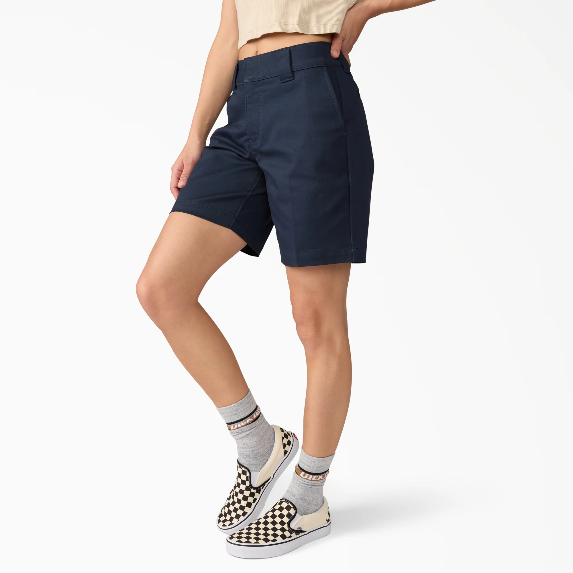 Women's Super Flex Flat Front Shorts, 9" - Image 3